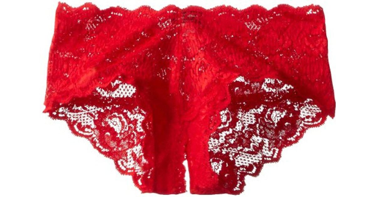 Cosabella Never Say Never Naughtie Open Gusset Hotpant Panty in Red