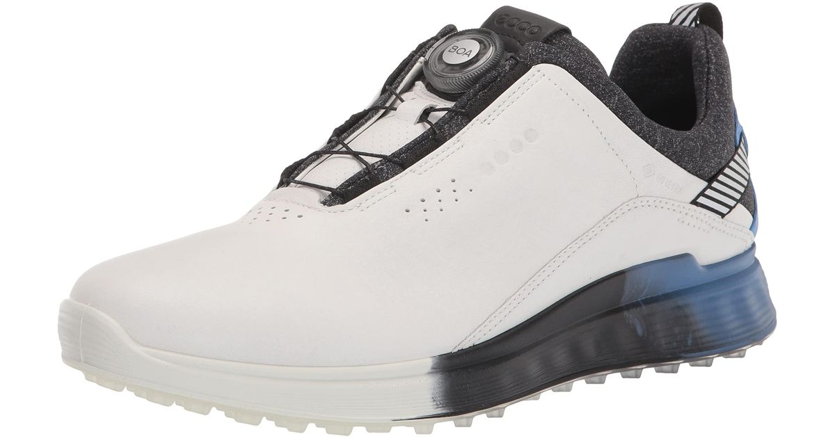 Ecco Leather Sthree Boa Goretex Waterproof Hybrid Golf Shoe in White
