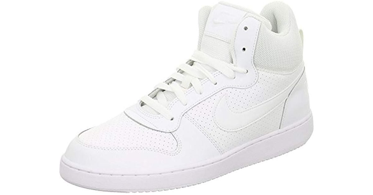 Nike Leather Court Borough Mid Basketball Shoes in White White (White ...