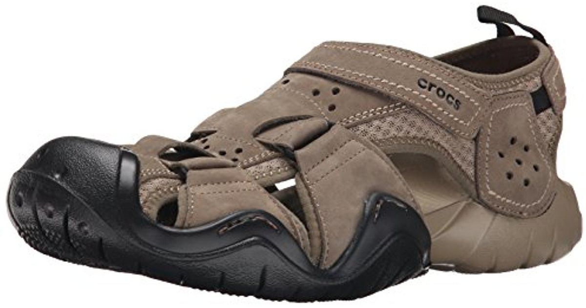 mens swiftwater leather crocs