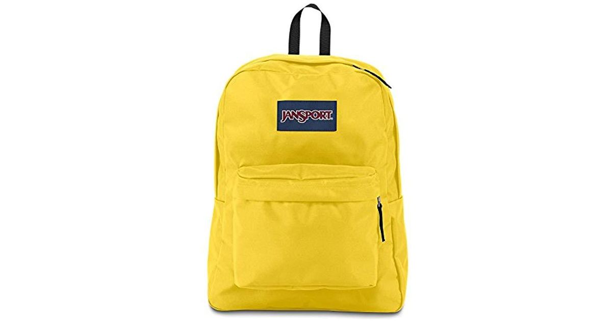 yellow jansport superbreak backpack