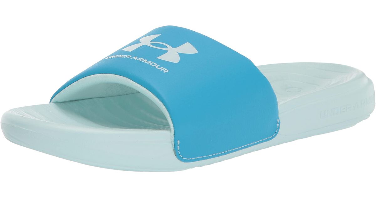Under Armour Ansa Fixed Strap Slide Sandal, in Blue Lyst