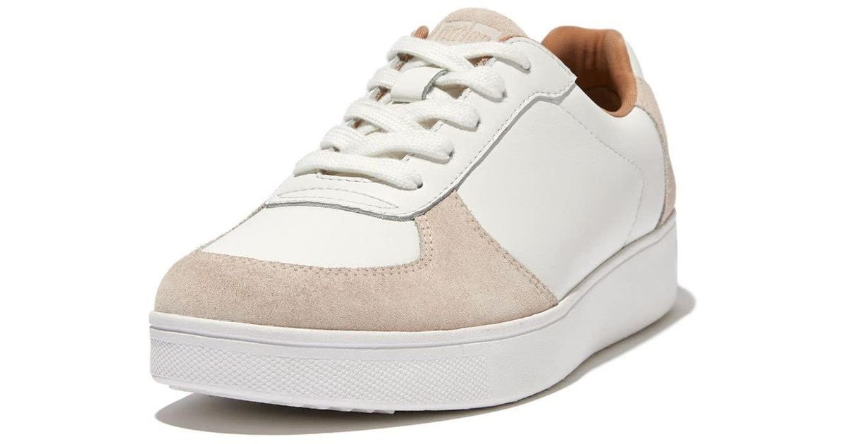 Fitflop Rally Tennis Sneaker Leather/suede Panel in White | Lyst UK