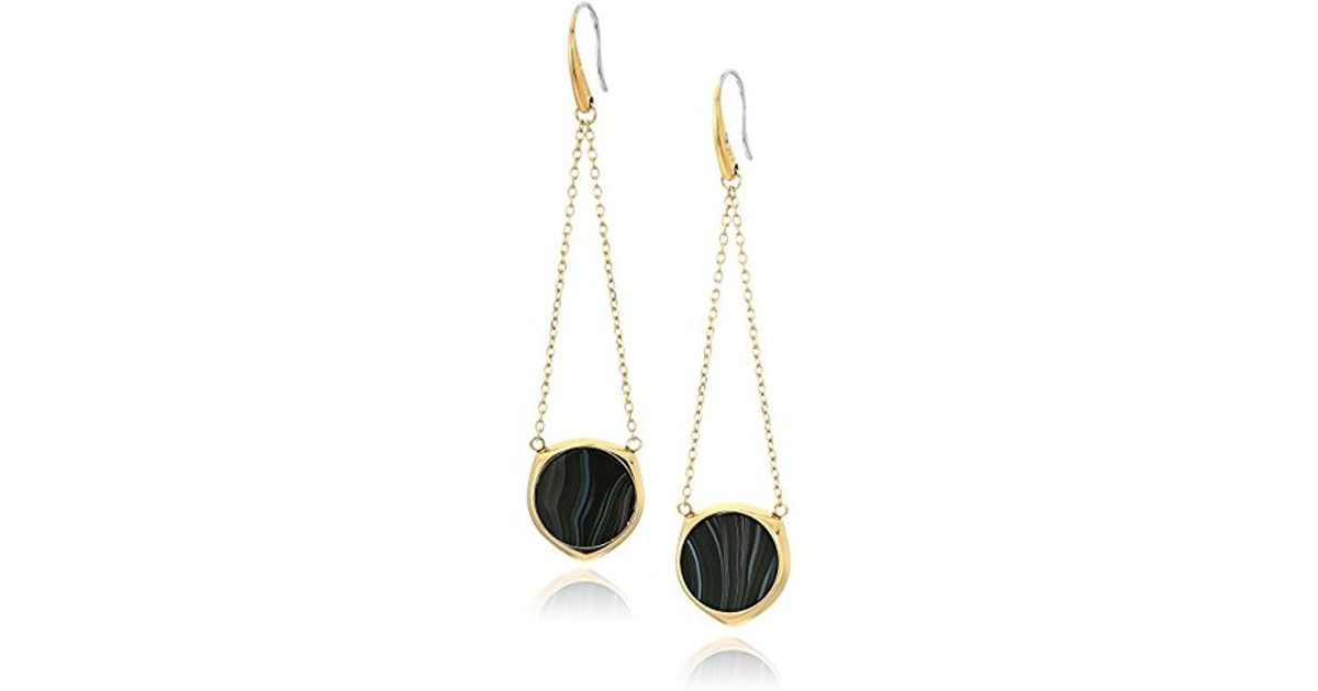 Lyst Michael Kors Cool Clic Gold Tone And Black Agate Drop Lyst Michael Kors Cool Clic Gold Tone And Black Agate Drop Earrings In Metallic