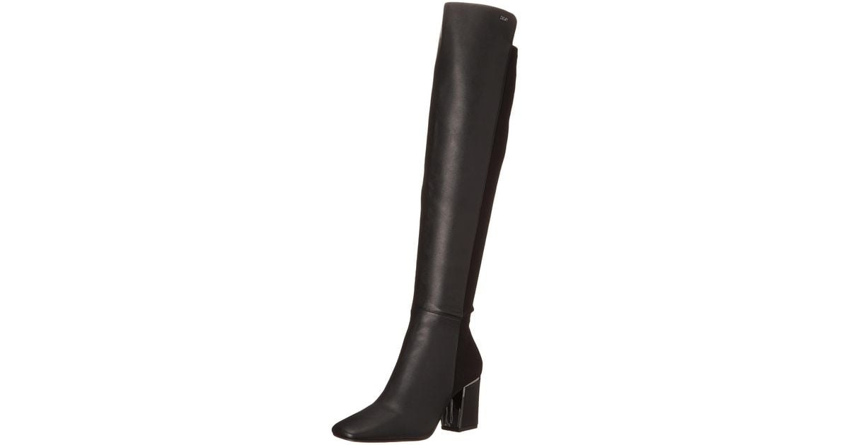 DKNY Cilli Squaretoe Kneehigh Dress Boots in Black Lyst