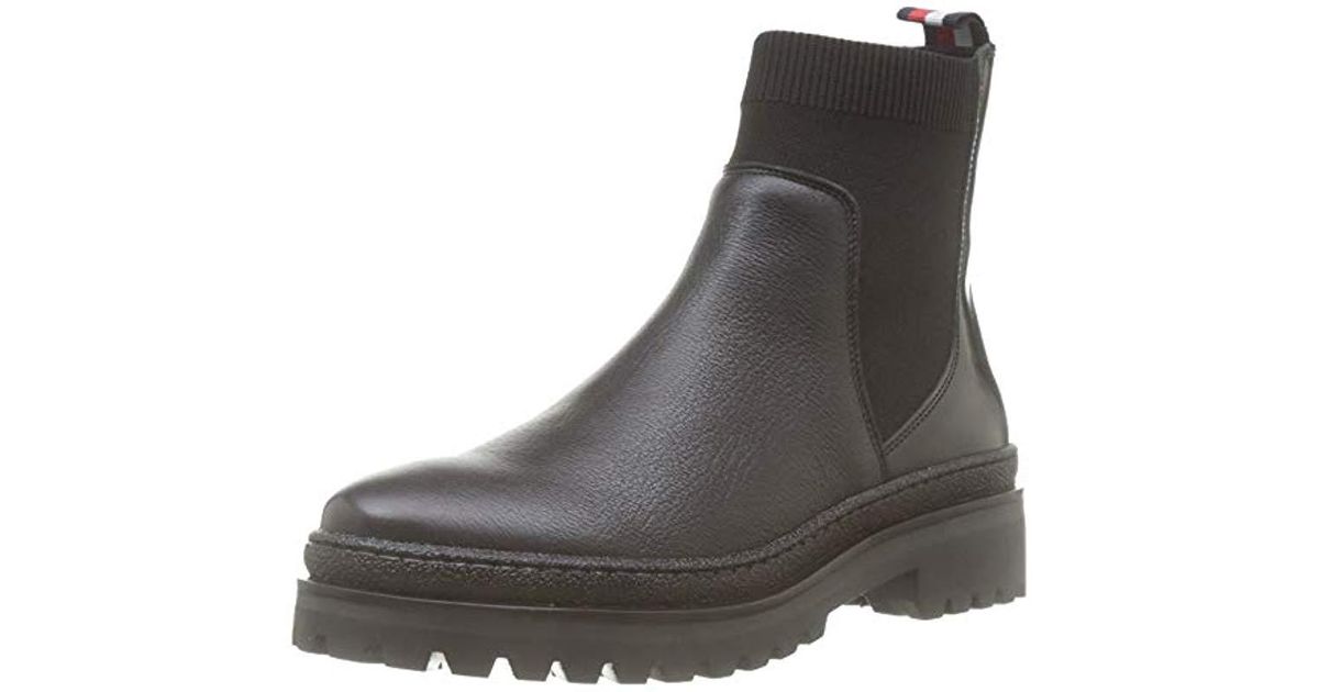 tommy hilfiger round stud wedge bootie