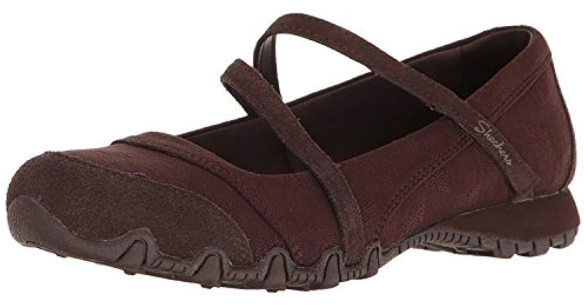 Skechers Suede Bikers -fiesta Mary Jane Flat in Chocolate (Brown) | Lyst