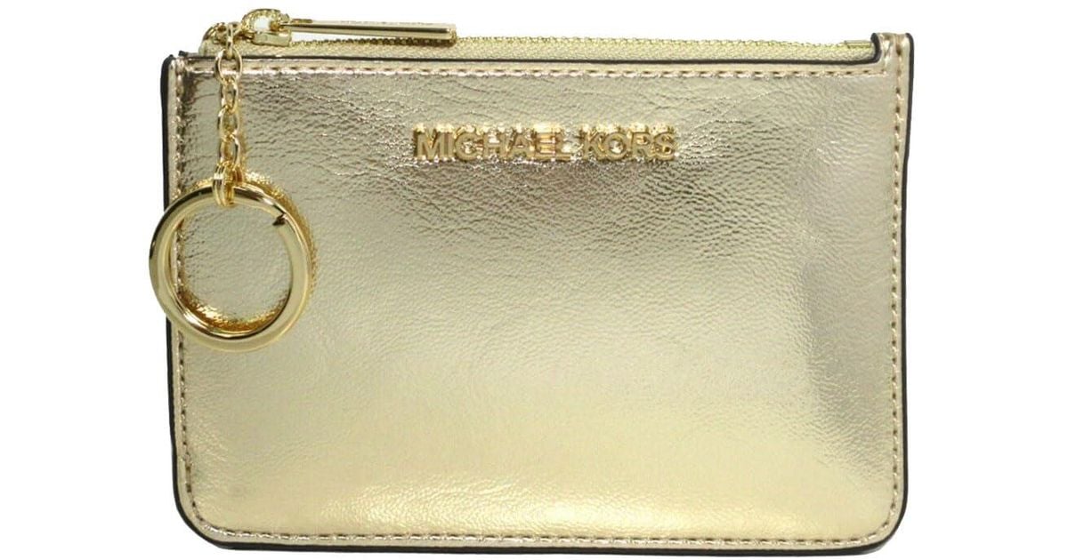 Michael Kors Jet Set Travel Small Top Zip Coin Pouch With ID Keychain in Mettallic Lyst DE