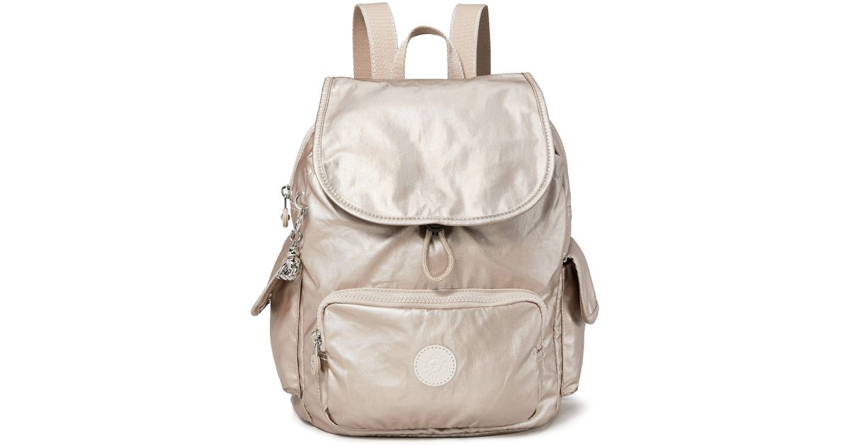 kipling rose gold metallic backpack