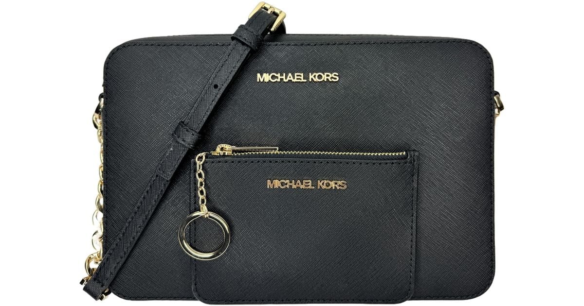 Michael Kors Jet Set Large Saffiano Leather East west Cross Body Bag With Matching Small Top Zip Coin Pouch in Black Lyst UK