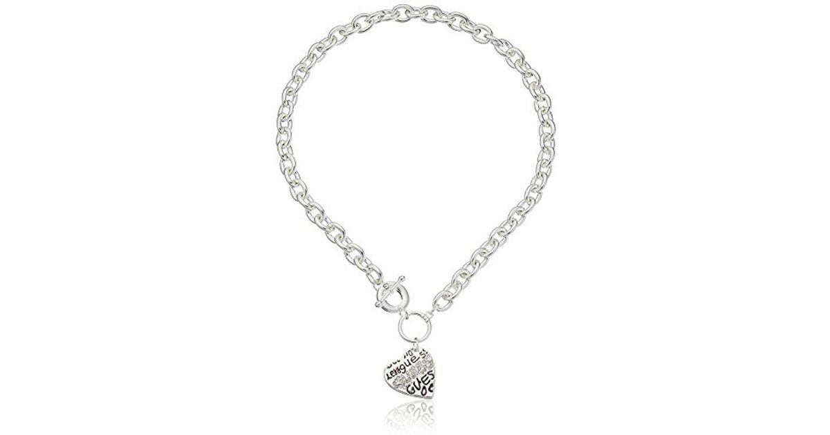 S For Women GUESS Heart Toggle Bracelet Gold-Tone Logo Charm For