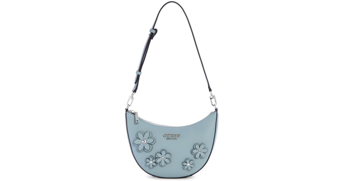 GUESS Women's Zaria Mini Top Zip Shoulder Bag - Pebble PU With Gold Hardware