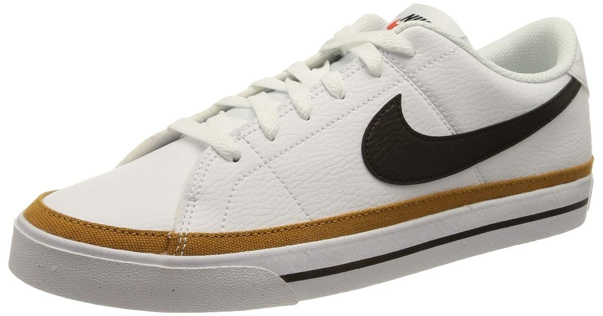 nike white & black court legacy next nature trainers