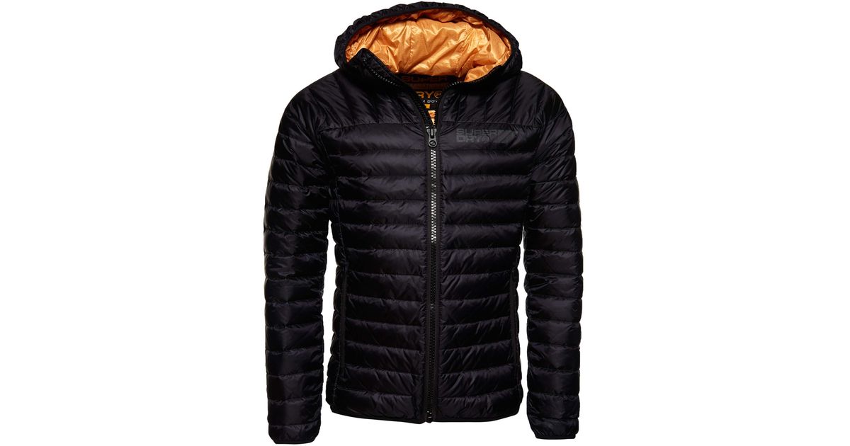 superdry mens core down hooded jacket