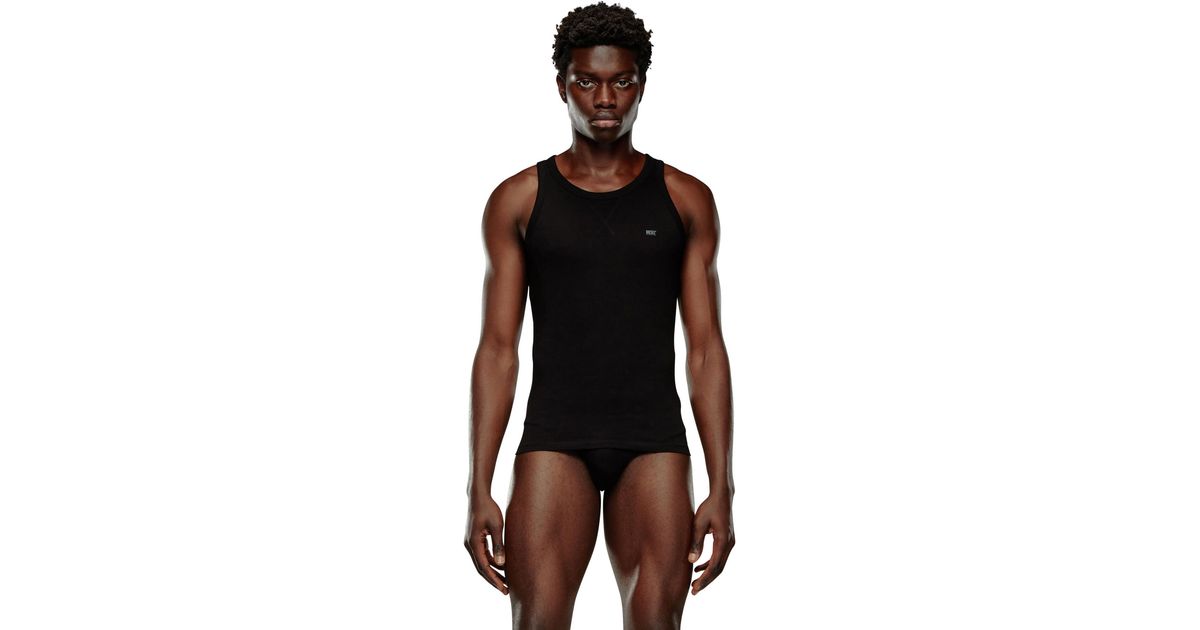 【DIESEL】 Two-pack of cotton tank tops Umtk-Waltytwopack Men's Faded tank top with puffy Oval D | Black | Diesel