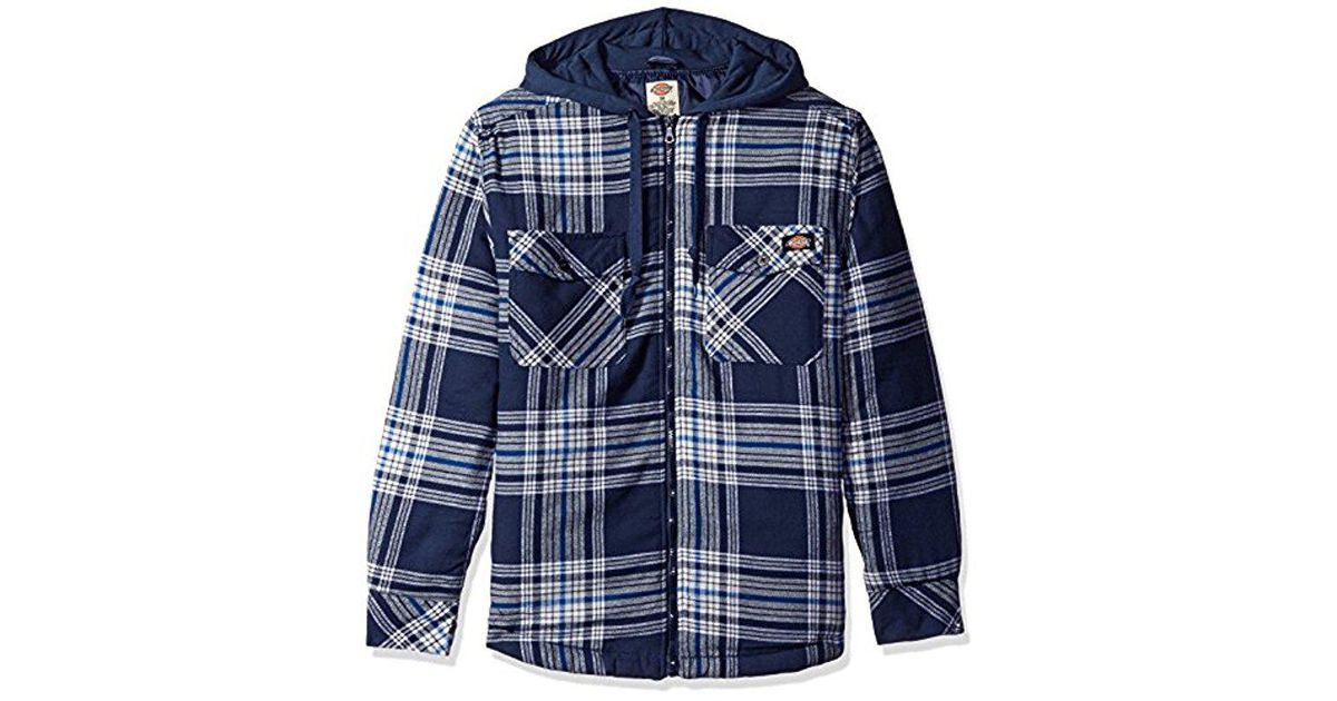 dickies quilted lined hooded overshirt with zip utility pocket