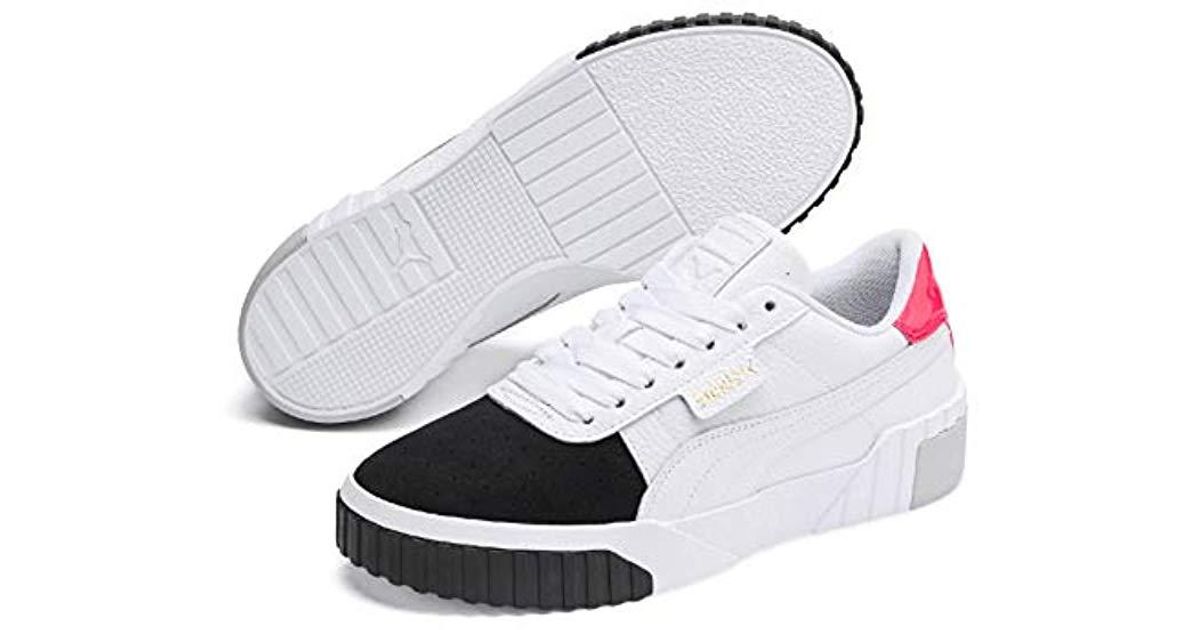 puma white & black cali leather trainers