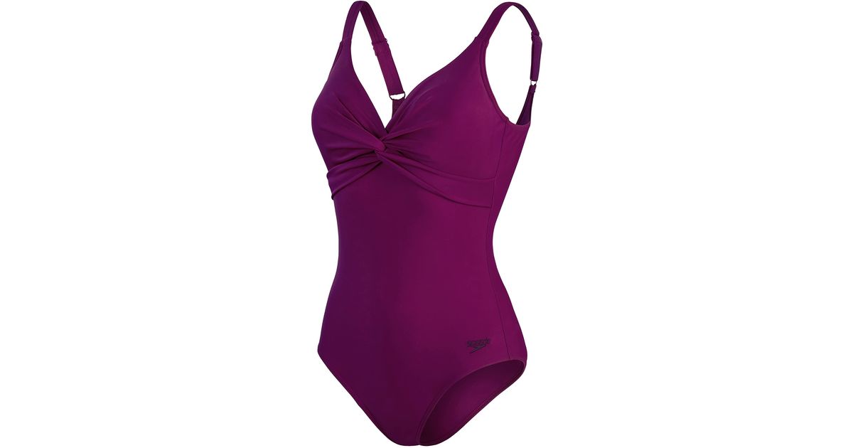 Speedo Brigitte Shaping Purple Swimsuit Bust Support Swimming Costume