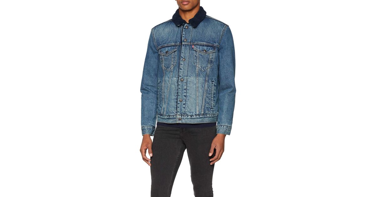 levi's mens sherpa trucker jacket indigo sheep