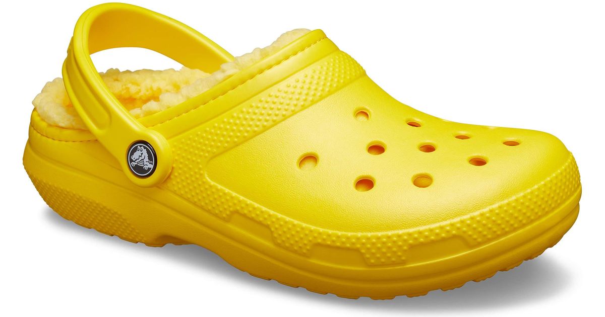 Crocs™ Classic Lined Clog Warm And Fuzzy Slippers in Lemon/Lemon
