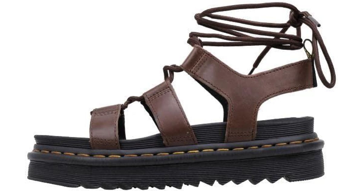 Dr. Martens Nartilla Brown Leather Sandal | Lyst
