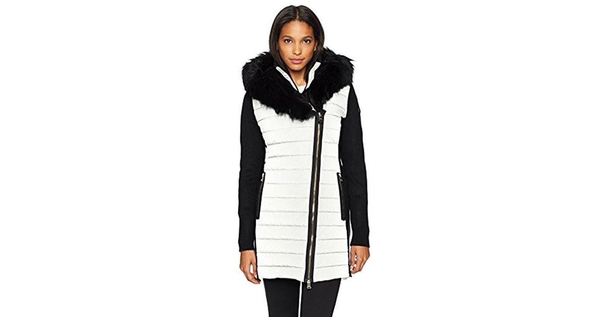 Calvin Klein Performance Walker Jacket W sweater Rib Drama Collar Fur Trimmed Hood in Black Lyst