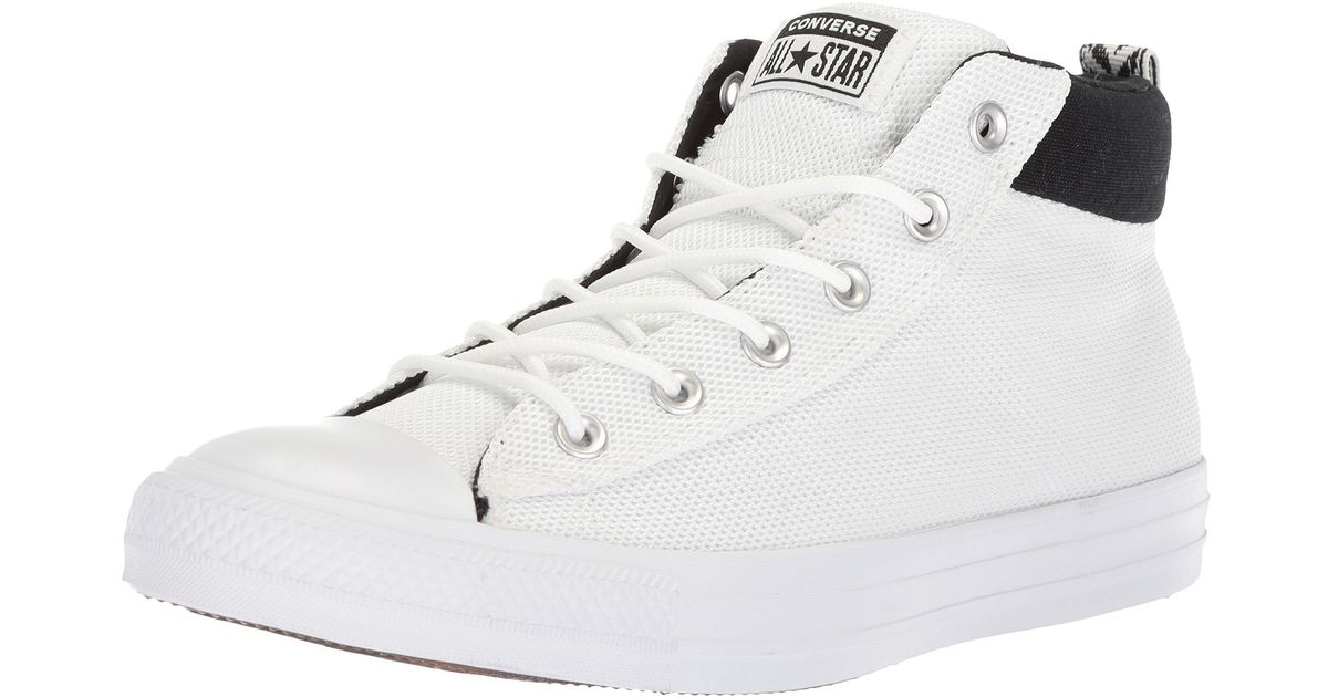 Street Nylon Mid Top Sneaker in White 