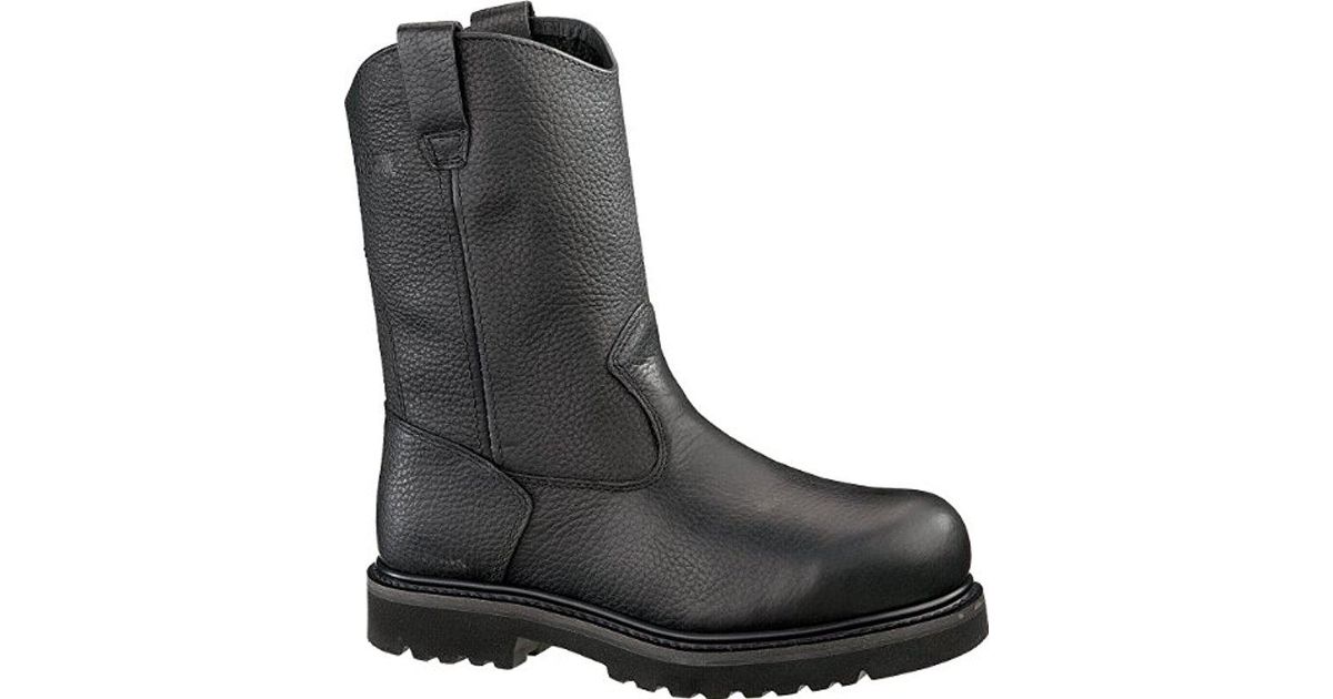 black steel toe pull on work boots