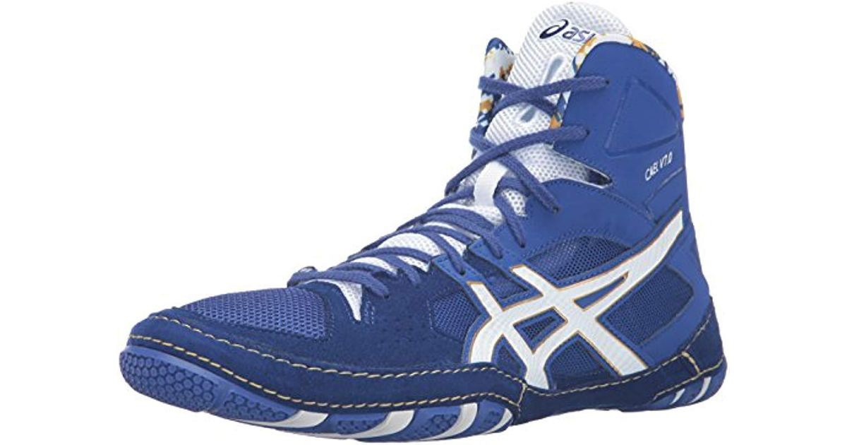 asics wrestling shoes blue