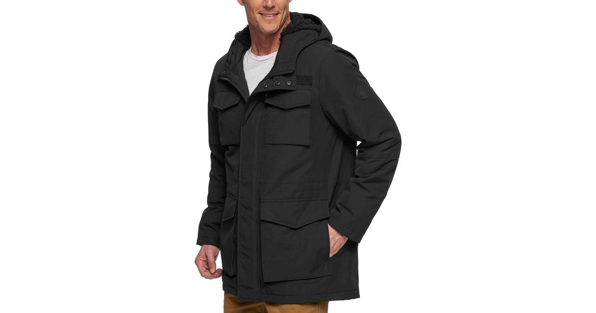 Levi's Arctic Cloth Sherpa Lined Field Parka Jacket in Black for Men | Lyst