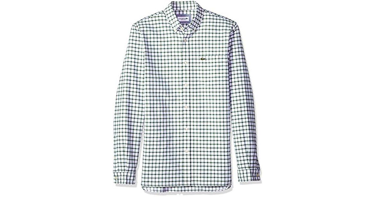 Lacoste Mens Short Sleeve Dobby Button Down Woven Shirt CH1172