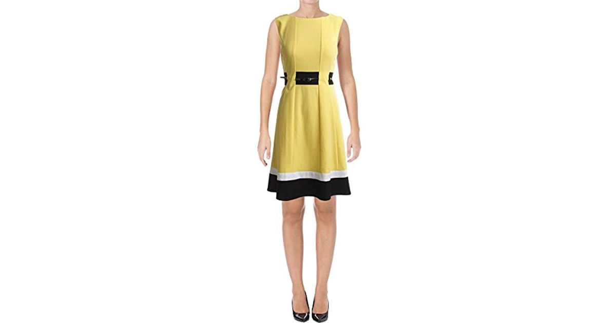 calvin klein colorblock fit and flare dress