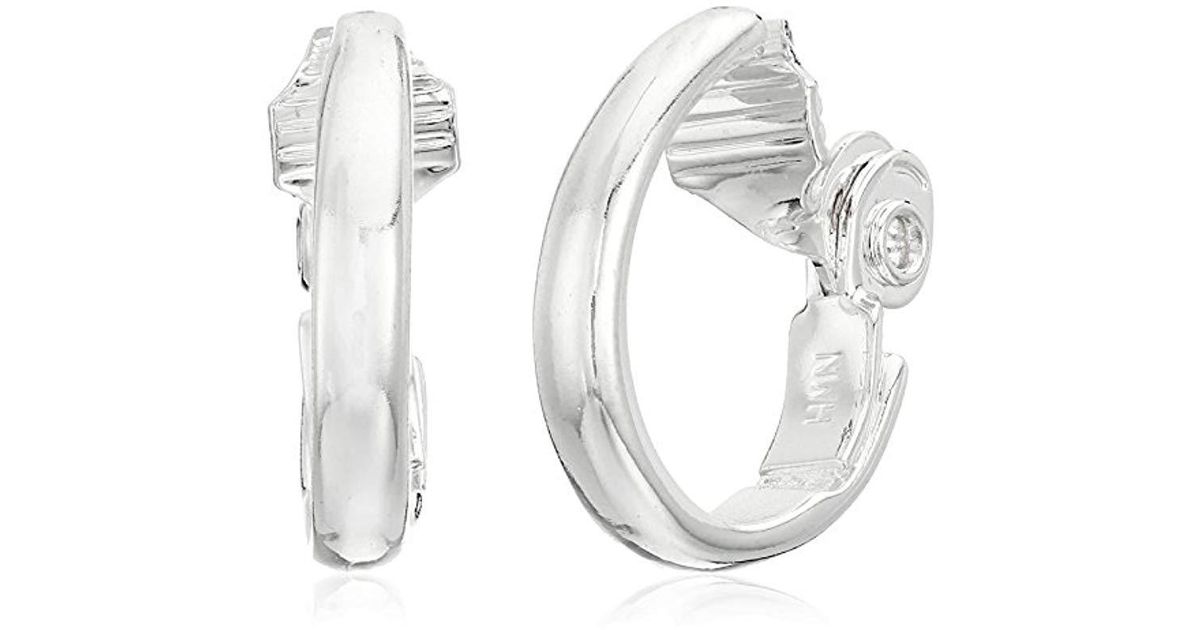Napier Silver-Tone Open C Hoop Clip-On Earrings