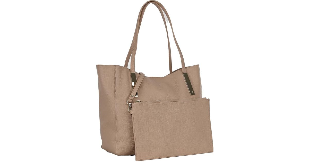 Ted Baker Pionila Soft Grain Leather Shopper Tote Shoulder Bag In Taupe in Black Lyst UK