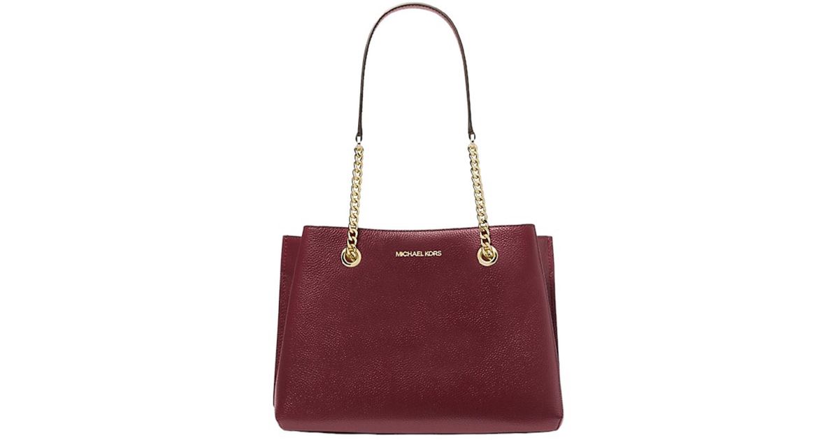 Michael Kors Teagan Large Pebbled Leather Shoulder Bag in Red