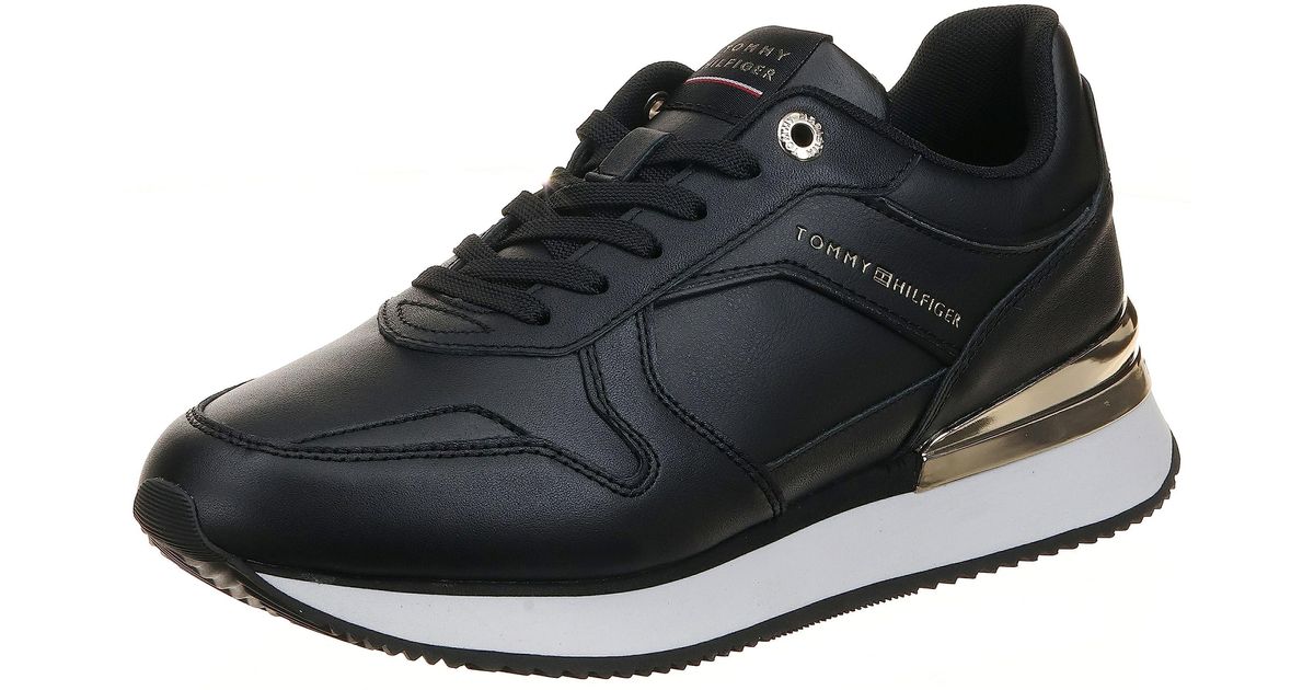 Tommy Hilfiger Damen Schuhe Elevated Feminine Leather Runner Schwarz  Sneakers 40