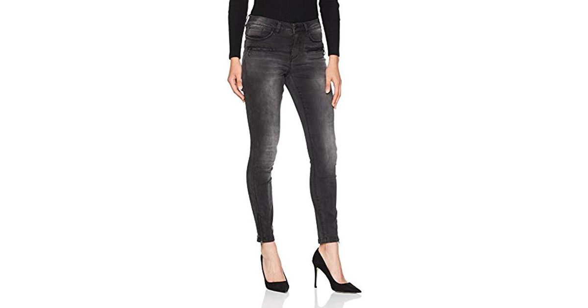 Vero Moda Denim Vmseven Nw Slim Ankle Zip Det Jeans in Black - Lyst