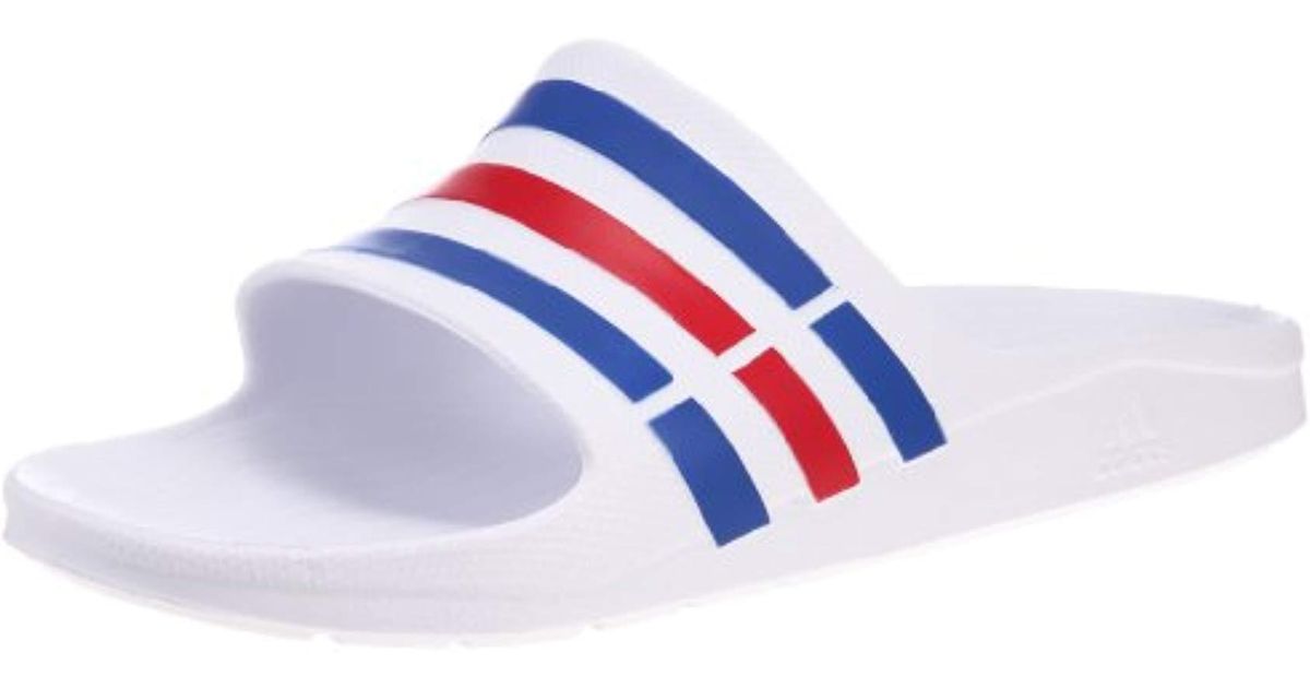 red and white adidas sandals