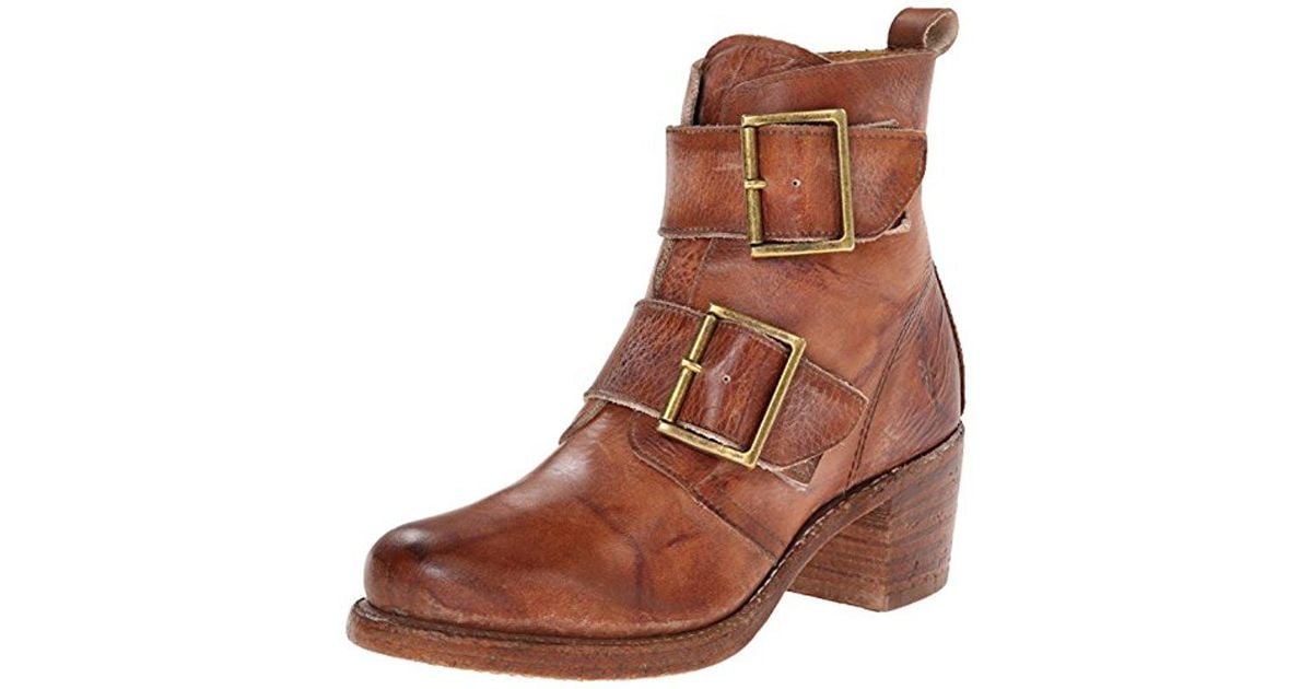 Frye Sabrina Double Buckle Boot in Brown Lyst