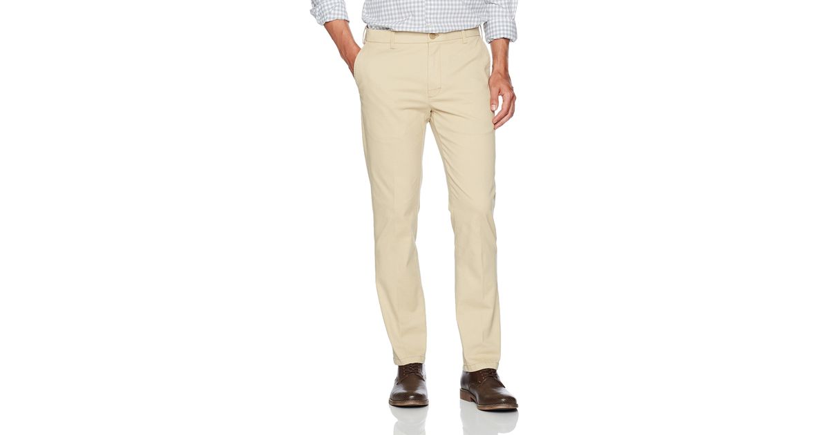 Izod Saltwater Stretch Flat Front Slim Fit Chino Pant in Pale Khaki (Natural) for Men - Lyst