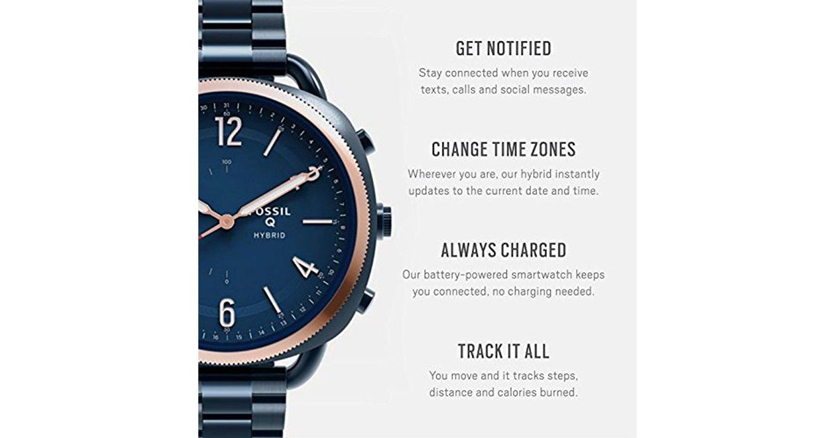 fossil hybrid smartwatch navy blue