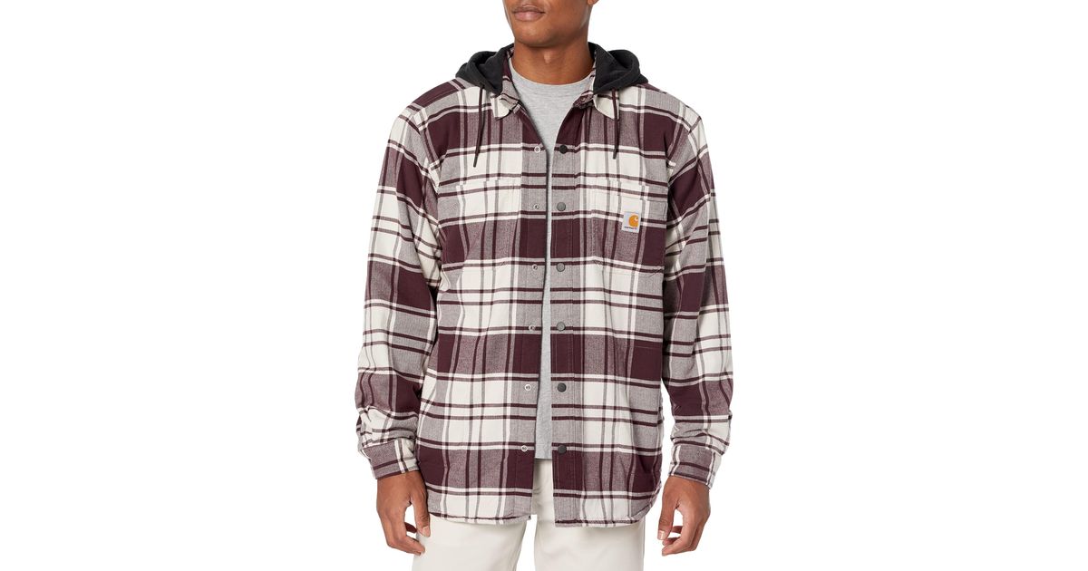 Flannel Fleece Lined Hooded Shirt Jac 