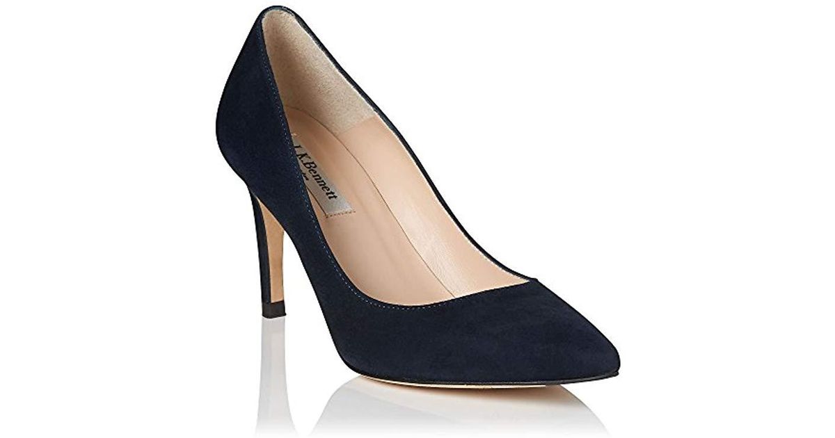 navy blue suede court shoes