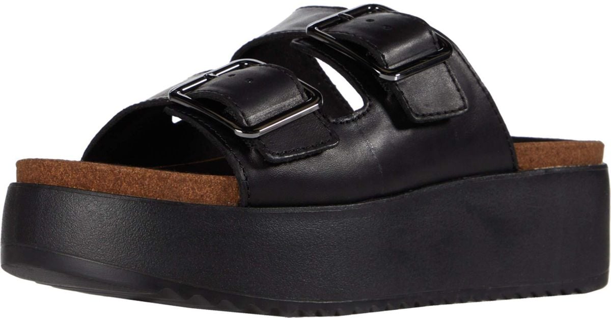 clarks botanic slide black leather
