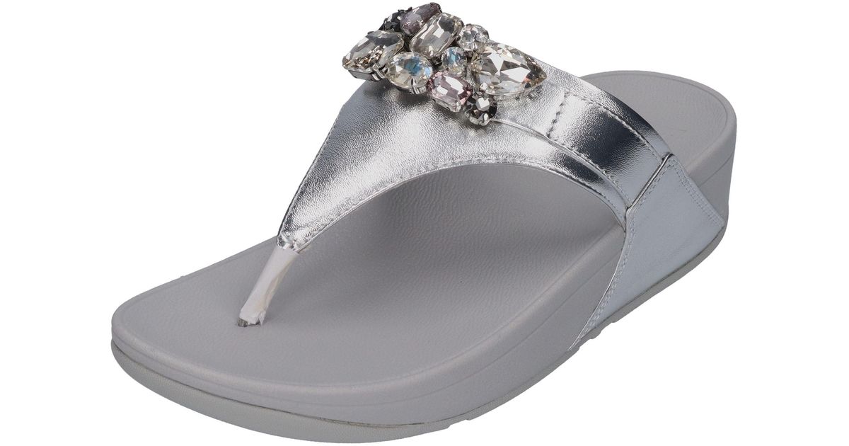 Fitflop Lulu Jewel Deluxe Toe Separator Leather - Silver, Size: Eu 40,  Silver, 8 Uk in Metallic | Lyst UK