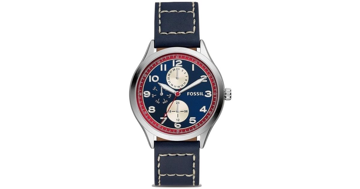 Wylie BQ2514 Montre multifonction en cuir Bleu Fossil pour homme - Lyst