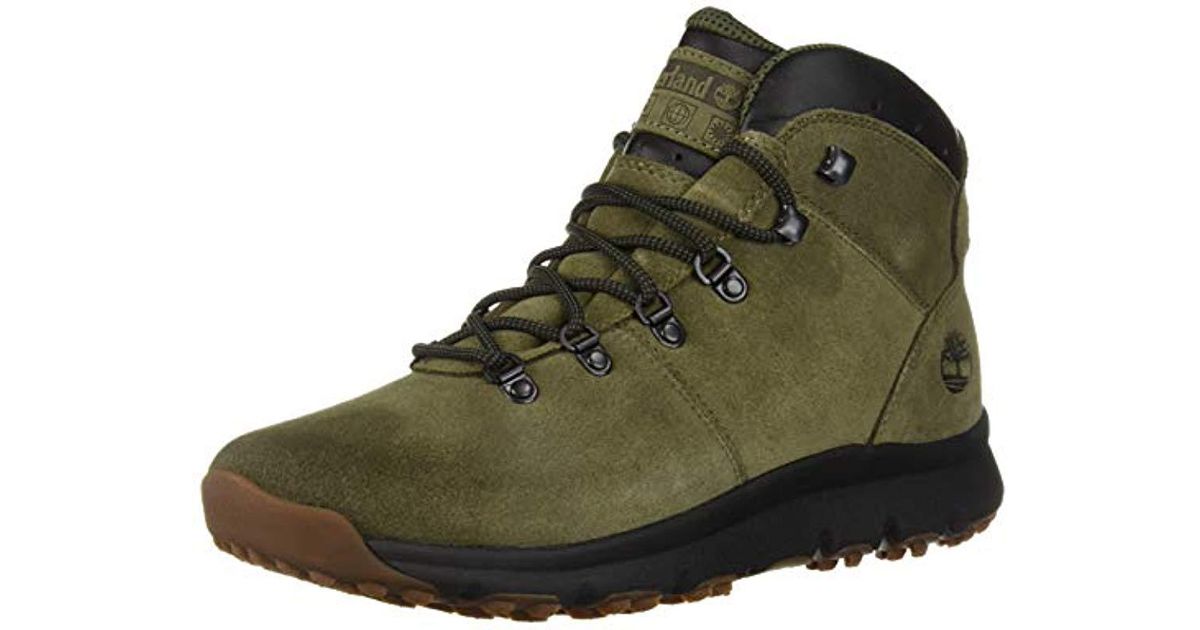 timberland world hiker boots in khaki suede