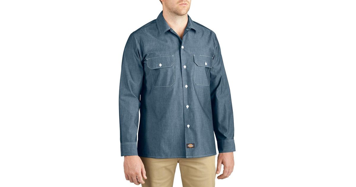 Dickies Long Sleeve Shirt in Blue for Men | Lyst | Shirts