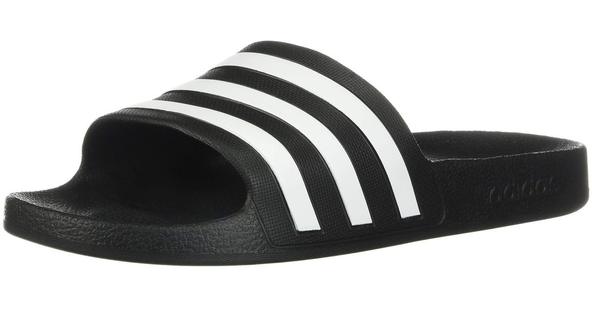 adidas Adilette Aqua Slides Sandal in Black/White/Black (Black) - Save ...