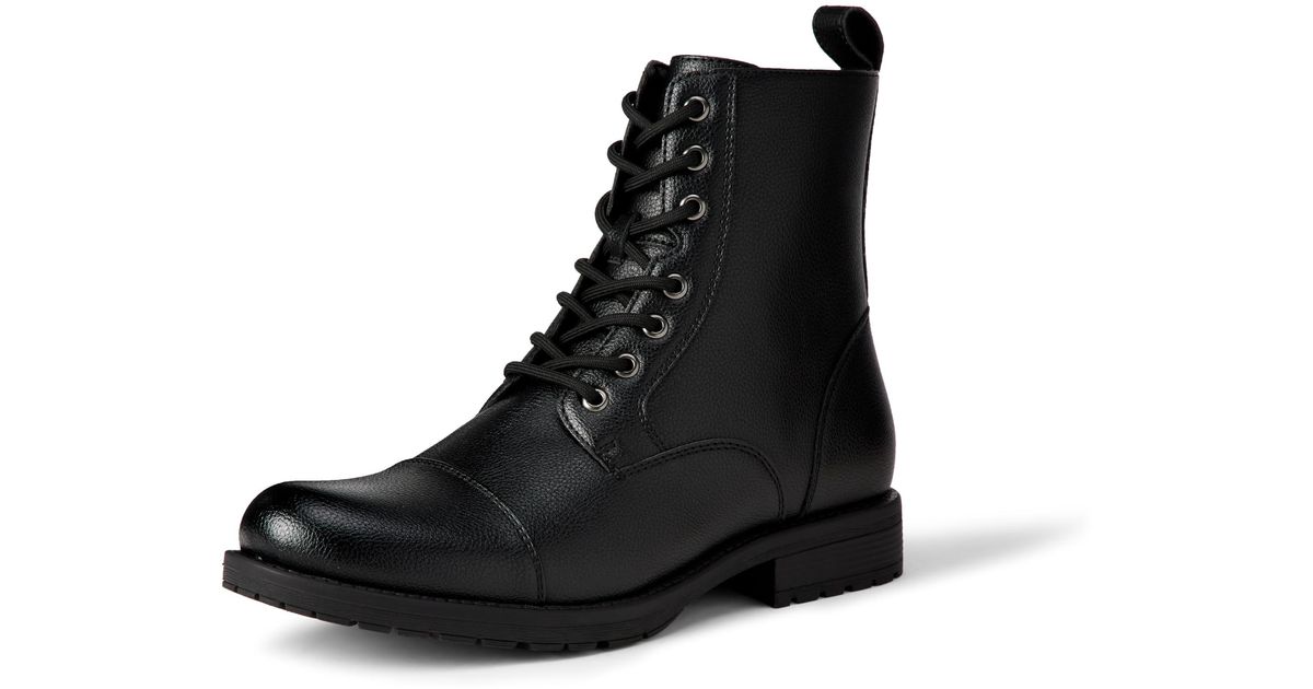 Amazon Essentials Cap-toe Lace-up Combat Boots With Zip in Black for ...